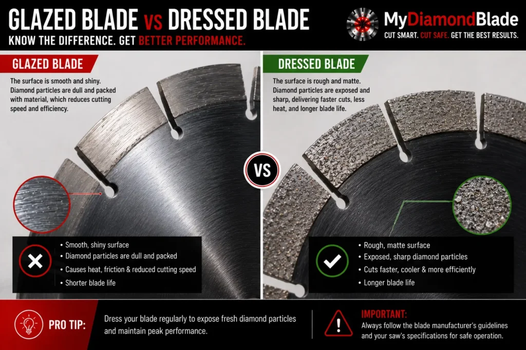 Glazed vs Dressed Diamond Blades