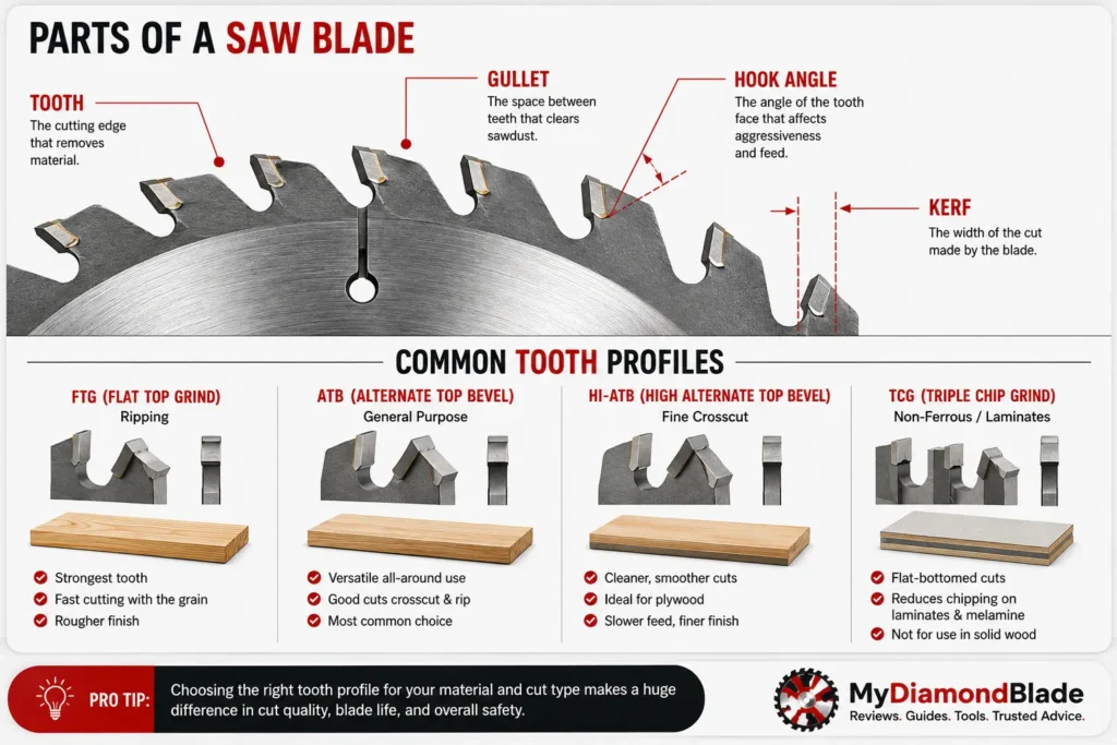 Saw Blade Parts and Tooth Profiles