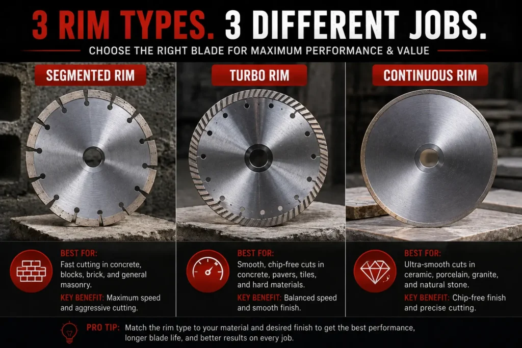 Segmented vs Turbo vs Continuous Rim Diamond Blades
