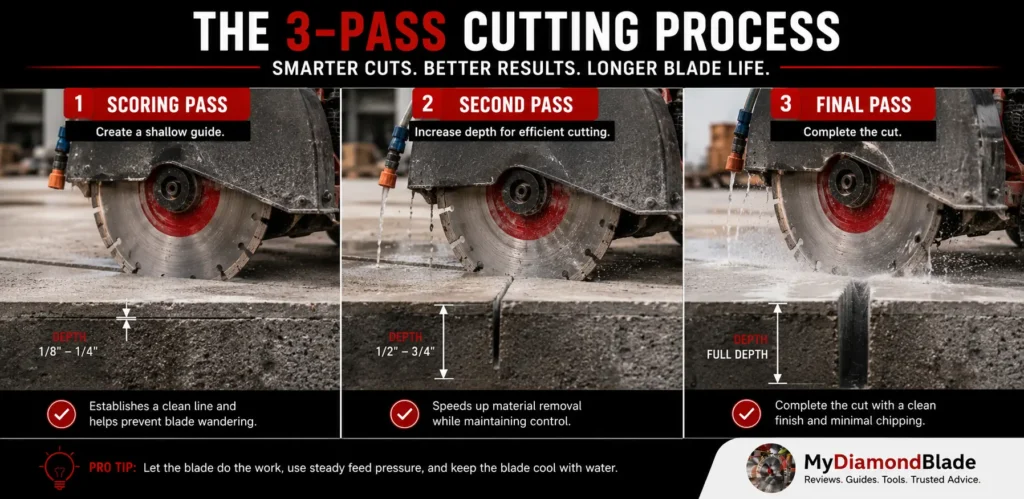 Three Pass Concrete Cutting Guide