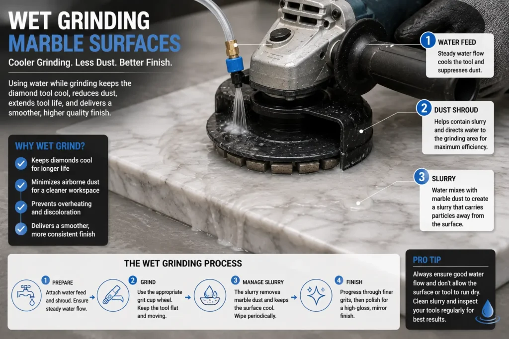 Wet Grinding Marble Surfaces Infographic