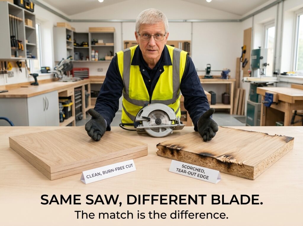 Construction blade same saw different blade