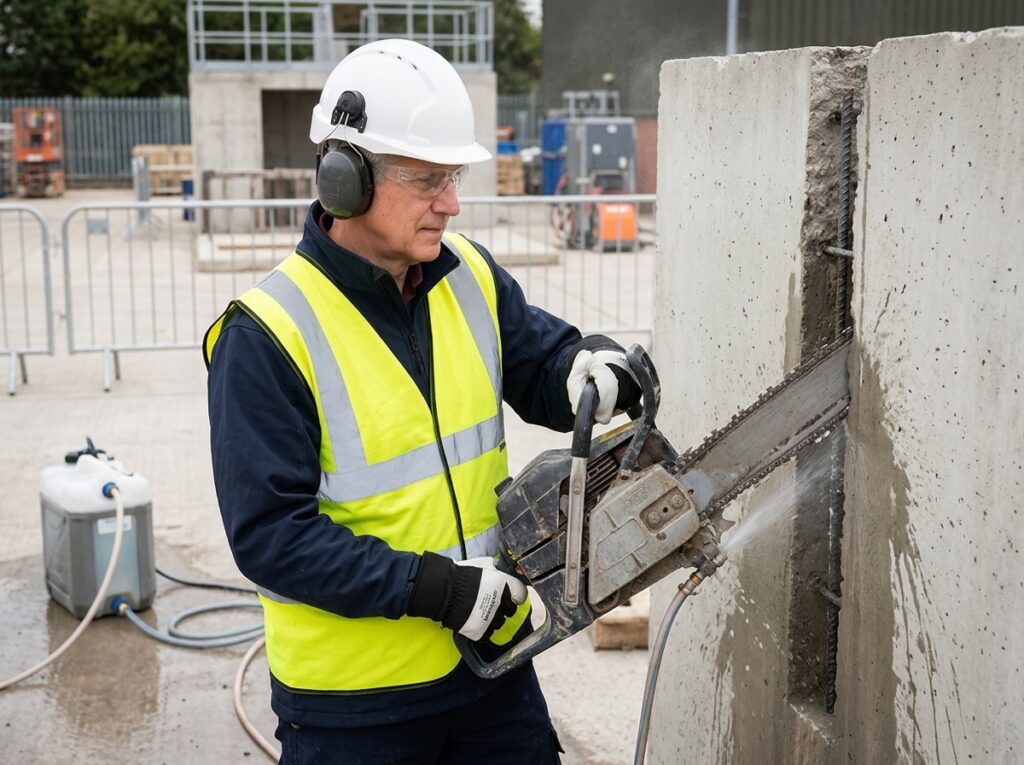Contractor cutting reinforced