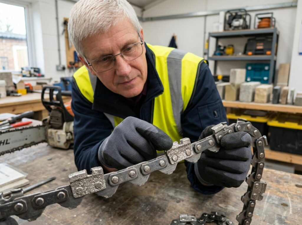 Diamond chain segments close up