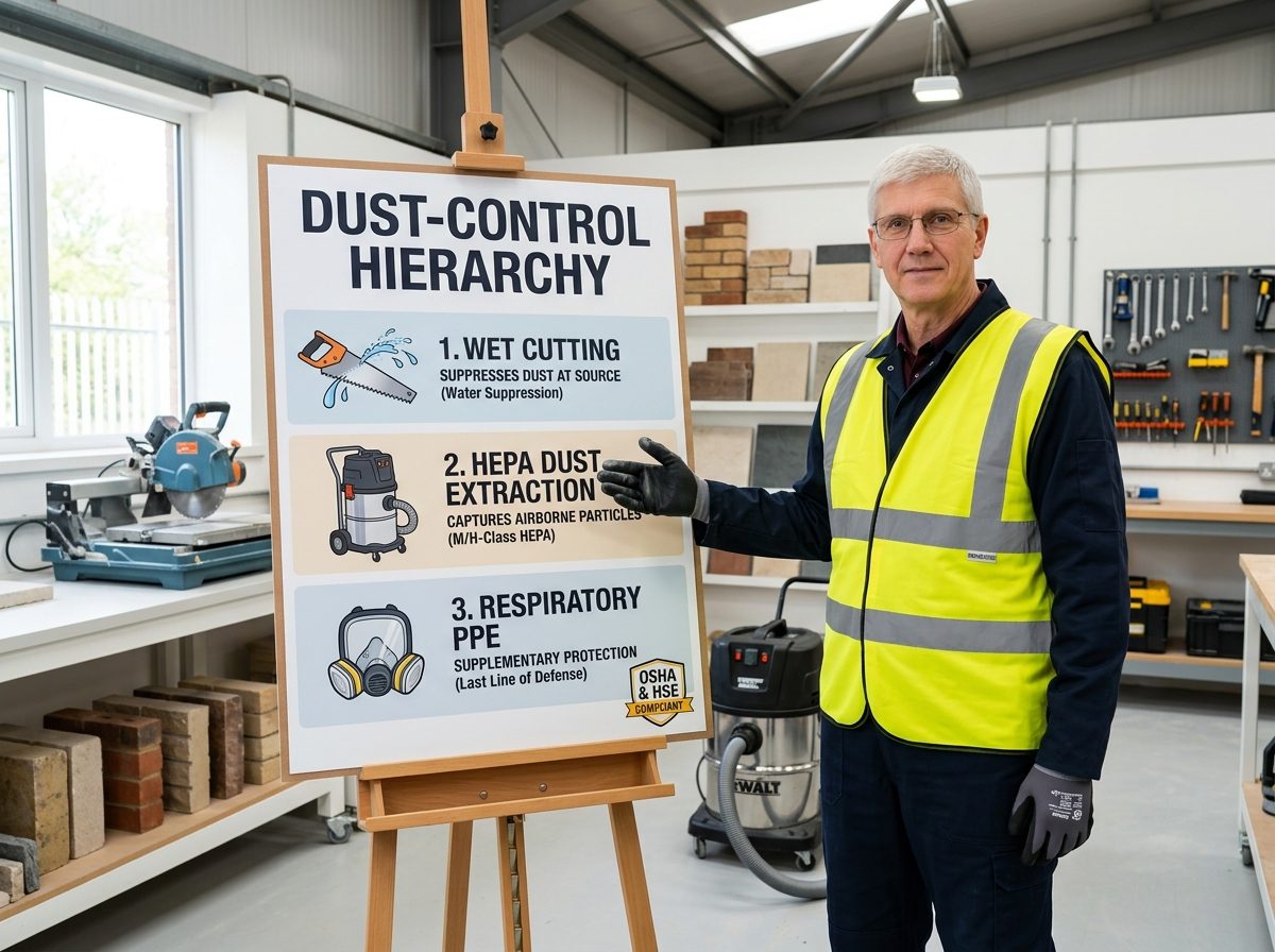 Infographic showing the hierarchy of dust control